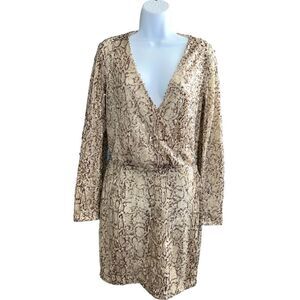 MODA INTERNACIONAL Sequined Python Snake Skin Print Long Sleeve Mesh Mini Size M